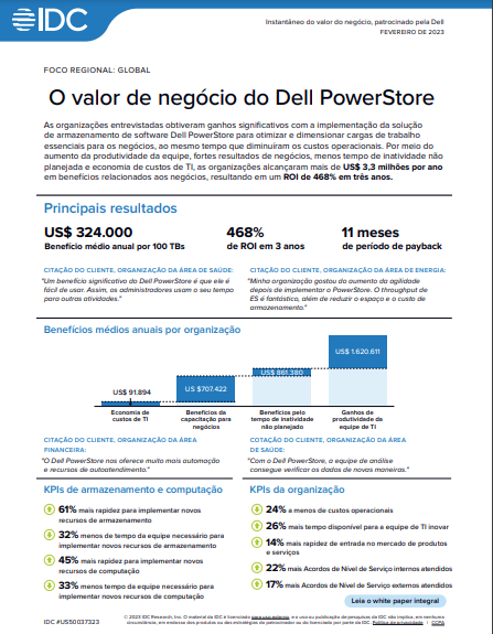 O valor de negócio do Dell PowerStore