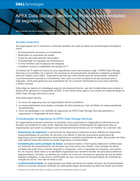 APEX Data Storage Services — Práticas recomendadas de segurança