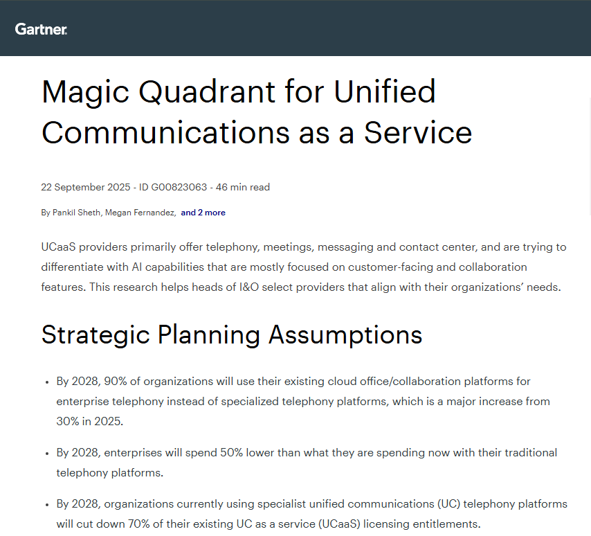 Gartner UCaaS MQ 2025