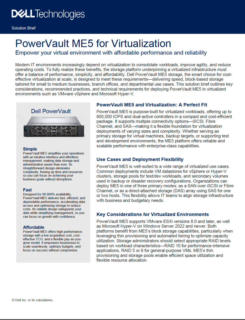 PowerVault ME5 Virtualization Solution Brief