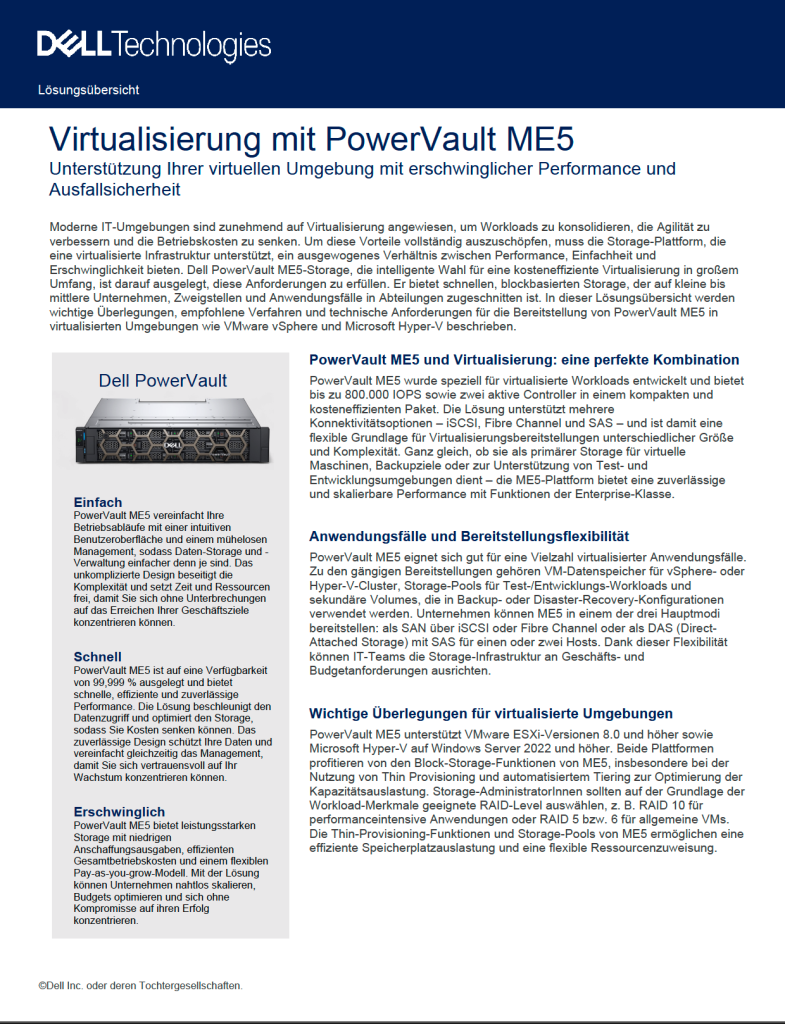 Lösungsprofil: PowerVault ME5 Virtualisierung